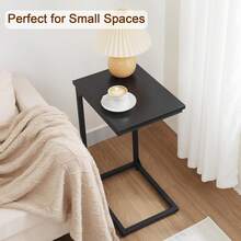 Rustic Brown C Shaped Side Table Metal Frame Sofa End Table For Small Spaces Bedroom Living Room Coffee Table UHET02CBR1 - Black 2 Set - View 5
