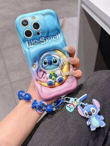 Disney Lilo & Stitch Phone Case With Stitch Charm And Stitch Lanyard - Cute Stitch Protective Case With Astronaut And Moon Gradient Design, Equipped With Delicate Stitch Decorative Lanyard And Beaded Bracelet For Easy Carrying, Compatible With IPhone 17, 16, 15, 14, 13, 12, 11 Pro Series, Ideal For Birthdays, Holidays, Anniversaries, Graduation Gifts, Or Any Special Occasion To Surprise Family, Friends, Classmates, And Loved Ones. - 白色 - 查看 3