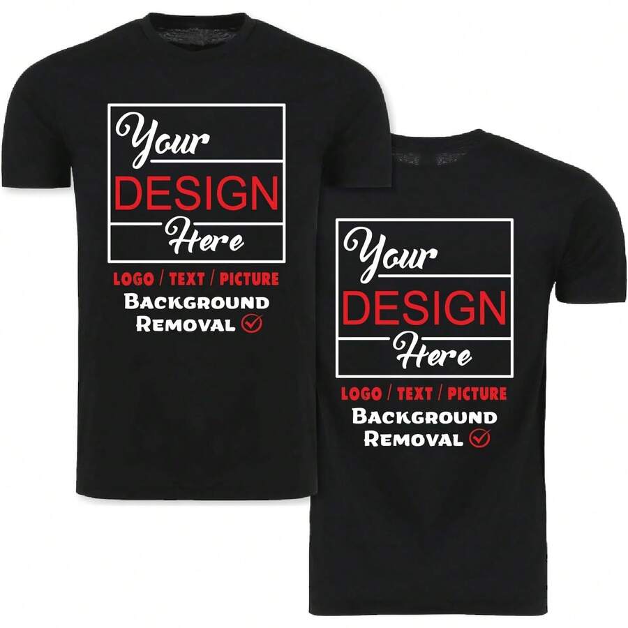 Imagen/Texto Personalizado para su Empresa/Boda/Felicitar con Impresión Digital | Unisex Adult | Camiseta Personalizada - Negro - Ver 1