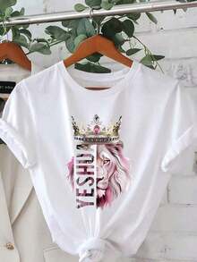 Camiseta unisex de algodón puroMujeresCamisetaConLeónReyCoronaYLeonaPatrón-BeigeConRosaYOroCartas,CortoMangaRedondoCuelloInformalPrimaveraVeranoSuperior,CristianoFeRopaConTextoDiseñoDeLeónDeYudáYJoshua),MáquinaLavableInformalDesgaste,OpacoTela,SueltoAjusteLeónCoronaImprimir,A la modaYCómodoParaMujeres,TranspirableMaterial,SuaveTelaSueltoYCómodoVeranoTops, playerasdemujertopsdemujerblusascasualesparadamablusasparamujerblusascasualesparaDama, suaveAlgodón,InformalDiario,TranspirableCalienteClimaConjunto, Ropa UrbanaModa - Multicolor - Ver 7