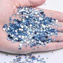 500/1000pcs 2mm-6mm (SS6-SS30) Multi-Size Shiny Flat Back Resin Rhinestones, Handmade DIY Embellishments For Clothing, Dresses, Hats, Shoes, Bags, Cups And More - Light Blue - View 2