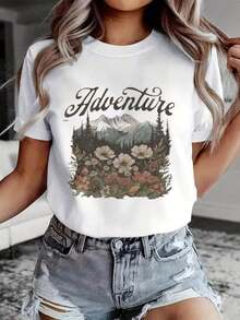 ofertas y liquidacionesWomen's Graphic T-Shirt |   Camiseta Básica |   Diseño Floral de Montaña de Aventura |   100% Algodón |   Suave y cómodo |   Perfecto para uso diario y para regalar. |   Camiseta de cuello redondo |   Fabricado y enviado desde México |   Unisex Fitplayera de hombretops sudaderas para mujer Y2k Camiseta Camisa De - Negro - Ver 1