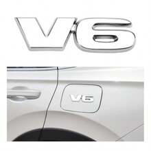 V6 Metal Emblem Premium 3D Classic V6 Nameplate Logo Engine Badge Sticker In Silver, Universal V-6 Letters Metal Decal For Vehicle Side Fender, Trunk Tailgate Durable Automotive Accessory - V6 Bạc - Xem 1
