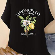 Women's 100% Cotton T-Shirts 2026, Graphic Print T-Shirt, Short Sleeve, Round Neck, Casual Top, Korean Style Women's Clothing - Black - View 6
