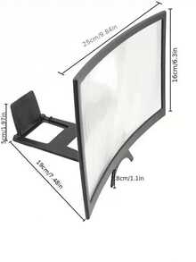 Magnificador de pantalla de teléfono móvil curvo de 12 pulgadas, magnificador de pantalla de proyección 3D HD, adecuado para ver películas y videos, soporte plegable para teléfono con magnificador de pantalla, compatible con todos los teléfonos inteligentes (negro) - A - Ver 11