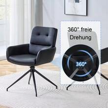 [2 Piece Set] European Lightweight Luxury Swivel Chair, 360° Sound Rotating, 2-Piece Set For Dining Rooms / Relaxation Areas. - Black - View 8