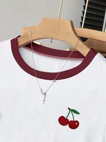 lanzamiento de verano, top corto versátil y casual con estampado de limón dulce, camiseta ajustada a la cintura para mujer, diseño cómodo, adecuado para uso diario, al aire libre, compras - Multicolor 2 - Ver 4