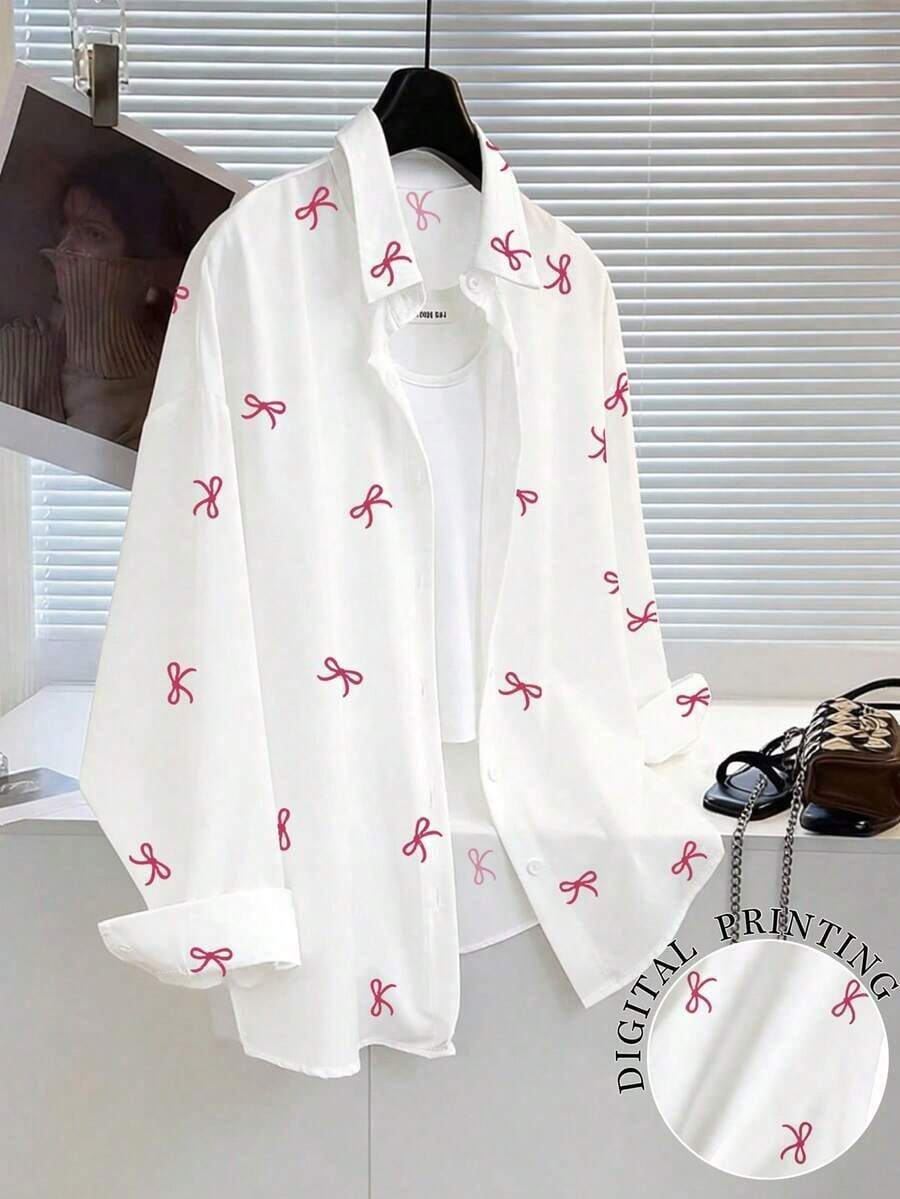 Camiseta holgada de manga larga de unicolor con un solo pecho para mujer - Blanco - Ver 1