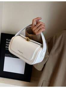 Borsa quadrata piccola di moda per donna, nuova borsa a spalla e a tracolla estiva con design strutturato - Beige - Visualizzare 2