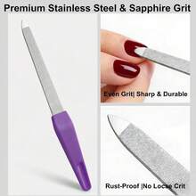 HIWRBDTI 6 Pack Metal Nail File Set For Natural Nails, Professional Stainless Steel Sword Fingernail File With Sharp Tip &Amp; Non-Slip Handle, Thin Sapphire Grit Diamond Finger Nail Files For Women &Amp; Men - trắng - Xem 6