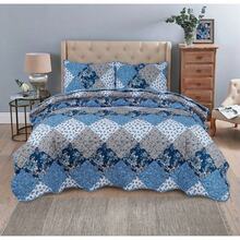 3 Piece Patchwork Reversible Bedspread Quilt Comfort Bed Throw Set Double & King - 海洋設計 - 查看 1