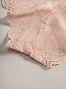 CELILIN Conjunto de sujetador y pantie de encaje jacquard 3D francés, sujetador sin aros y pantie, conjunto de lencería de 2 piezas - Albaricoque - Ver 6