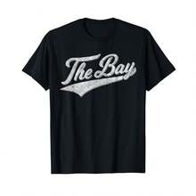 Camiseta unisex de manga corta, estilo jersey varsity con diseño de la Bahía de San Francisco, playeras hombre, spiderman, ,  mujer, romwe men, boho chic, regalos para maestros, camiseta de mujer, atuendos curvy para hombre, y2k - Negro - Ver 1