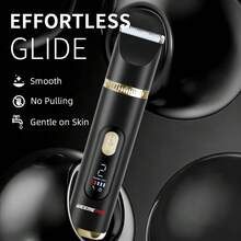 WEEME 3-In-1 Multifunction Body Hair Trimmer, Replaceable Head Electric Razor With Nose Hair Trimmer & Facial Trimmer, Body And Facial Grooming For Men And Women, IPX7 Waterproof Wet/Dry Shaver, LED Display, USB Rechargeable - Black - View 5