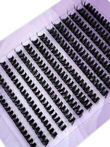DIY Individual Cluster Lashes 14 Rows 280 Clusters 0.05mm 3D Russian Volume 80 Roots 9-16mm Mixed Faux Mink Lashes Purple Box - DD - View 4