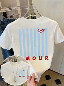 short-sleeveRound Neck DrmWander Conjunto de camiseta de verano para mujer, estilo casual de resort con estampado, adecuado para primavera y verano, opción para viajes y turismo  Blusas Para Mujer Casual100% Cotton - Blanco 3 - Ver 6