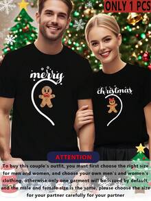 Camiseta de manga corta con cuello redondo para parejas, con estampado de diseño para parejas, cómoda y elegante, adecuada para uso casual diario. FDGP - Ropa de mujer - Negra - Ver 6