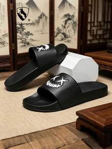 [Spring/Summer New Arrival] Non-Slip Thick-Sole Unisex Slippers, Fashionable & Multifunctional Summer Sandals, Personalized Sports Beach Shoes, Size 28-50 (Asymmetrical Pattern) - Black 1975 - View 3