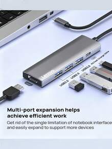 Lenovo S705 Type-C To HDMI Docking Station Splitter, 4K 30Hz Screen Mirroring, PD 100W Fast Charging, Suitable For Desktop And Laptop Expansion Hubs, Aluminum Alloy Casing For Rapid Heat Dissipation, Promoting Efficient Office Work. - View 6