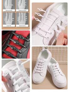 12pcs Unisex Slouchy No-Tie Elastic Shoelaces, Stretchy Fashion Convenient Locking Laces For Sports Shoes And Casual Shoes - Multicolor - View 2