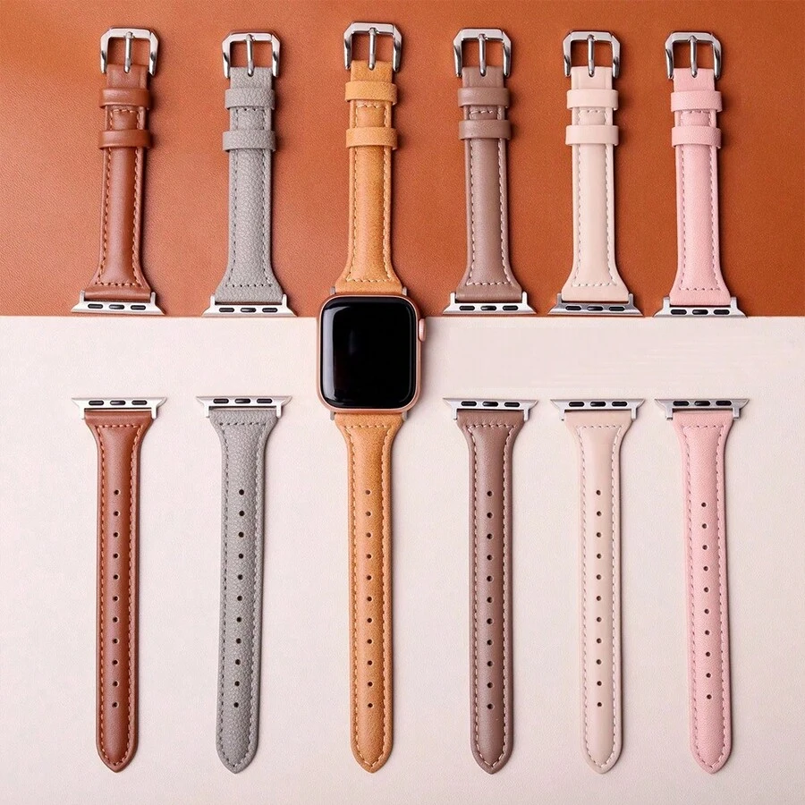 BEIMUSON 超薄真皮質感錶帶，適用於 38mm、40mm、41mm、42mm、44mm、45mm、46mm、49mm，由超纖 PU 合成皮革材質製成，適合 Ultra SE 系列 11/10/9/8/7/6/5/4/3/2/1