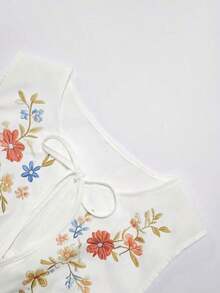 Top sin mangas elegante, versátil y casual con decoración de lazo, adecuado para uso diario, vacaciones, citas, fiestas, playa - Mujer - Blanco - Ver 4