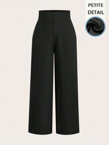 Pantalones anchos de cintura alta con textura, de estilo simple y casual, apropiados para la vuelta al cole y para uso diario - Negro 3 - Ver 1