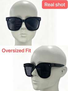 1 Pair Oversized Square Frame Glasses, Minimalist Versatile Design, Fits Over Prescription Glasses, Suitable For Outdoor Gatherings, Vacations, Driving, Also Can Be Used As Photo Props - 彩色 - 查看 6
