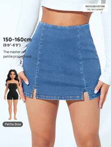 vaqueros casuales de corte simple con abertura, de ajuste slim para mujer - Azul 2 - Ver 5