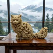 Hollow 3D Persian Cat - Office And Home Desktop Decor, Suitable For Successful/Philanthropic Gifts, Minimalist Wire Frame Design, Elegant Desktop Ornament, Rich Textured Sculpture Decor, Ideal Gift For Animal Lovers, Unique Desktop Accessory To Express Personalized, Interesting Ornament - 1 - View 1