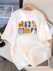 Illustration Of A Mother And Child Animal Showing Tenderness And Maternal Love With Phrases In Various Languages Celebrating The Family Bond In A Cheerful And Colorful Women's T-Shirt Style - 白色 - 查看 3