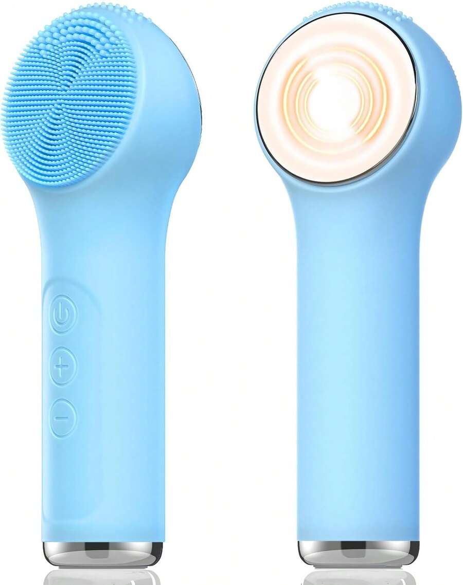 Silicone Facial Cleansing Brush, Portable Electric Face Scrubber With Heat And Vibration, 3 Modes Adjustable, Waterproof IPX6, USB-C Rechargeable, Deep Cleansing, Exfoliating And Massage - Màu A - Xem 1