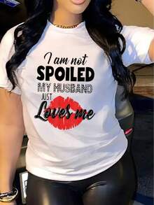 1 Piece Of Women's Casual Short-Sleeved T-Shirt "I'm Not Spoiled", 100% Thick Cotton - Comfortable Round Neck, Soft And Pretty Top, 180g 100% Cotton. - 白色 - 查看 3