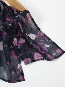 1件装女士紫色雏菊印花头巾，高品质数码印花薄纱头巾，柔软透气宽边头巾/披肩，休闲街头风日常佩戴，适合所有季节搭配连衣裙 - 567-粉紫雛菊 - 查看 9