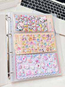 A4 Size Cute Sticker Collection Album - Matte PP Cover, With Elastic Band, Reusable, Sticker Book For Collecting 3D Glitter Stickers And Journaling Supplies - A4 - View 7