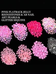 5000pcs 3D Nail Art Decorations Set, 24 Compartment Box, Assorted Flat Shapes Including Colorful Flowers, Bows, Pearls And Rhinestones For DIY Nail Art (Nail Tools Included) - Pink - View 8