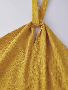 Women Long Halter Neck Dresses Loose Solid Sleeveless Open Back Tie-up Dress for Summer Beach Party Club - Amarillo - Ver 8