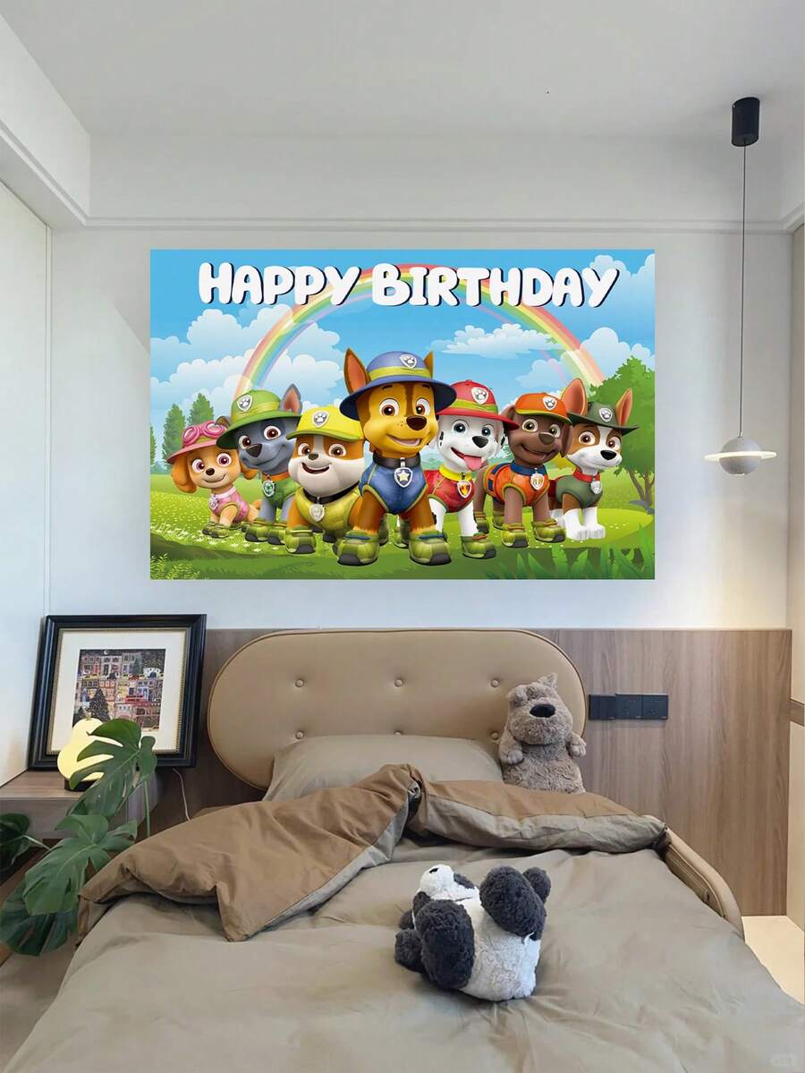 Phông nền sinh nhật chủ đề Paw Patrol, 6 kiểu dáng độc đáo với các nhân vật biểu tượng và họa tiết "Chúc mừng sinh nhật" vui tươi, vật trang trí tiệc đa năng cho các buổi lễ theo chủ đề, tiệc sinh nhật và chụp ảnh, hoàn hảo để tạo không khí vui vẻ, đáng nhớ tại bất kỳ sự kiện nào. - tranh cuộn treo - Xem 1