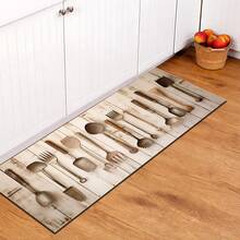 1pc Kitchen Pattern Printed Floor Mat, Silica Gel Kitchen Carpet, Washable Rectangular Rug, Suitable For Living Room, Bedroom, Hallway, Bathroom, Laundry Room - Polyester Carpet, Indoor And Outdoor Home Decor - Multicolor - View 5