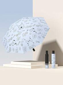 1pc Summer New Student Umbrella, Dual Use Rainproof & Windproof Automatic Folding Sunshade Umbrella - As Shown - View 12