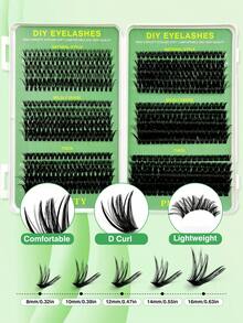 Rikuaild 590 Pcs D Curl False Eyelashes, 30D+40D+50D+60D+80D+100D Large-Capacity Eyelash Book, Novice-Friendly, Soft Fluffy Thick, Creating A Natural Makeup Effect, Easy DIY At Home, Fox Eye/Cat Eye/Stage Eye Makeup,Suitable For Daily Life, Weddings, Party, Outdoor,Cluster Lashes,Individual Lash,Eyelash Extensions - D - View 7