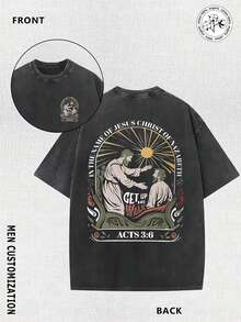 Camiseta de hombre "Faith Washed" - Prenda religiosa de mezcla suave con diseño de Paul predicador según Actas 26:13, versículo de Actas 26:13 y el mensaje de Pablo a los primeros corintios. - Negro - Ver 1