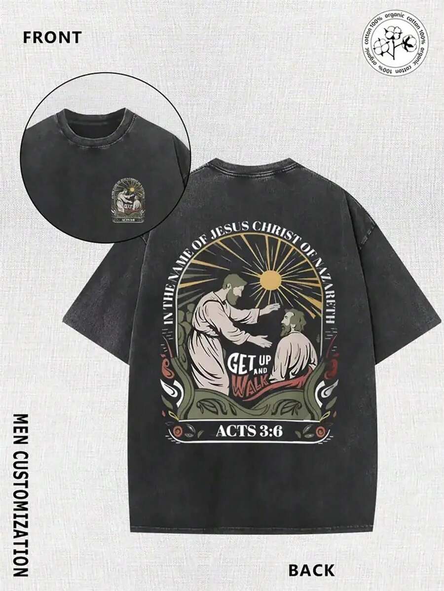 Camiseta de hombre "Faith Washed" - Prenda religiosa de mezcla suave con diseño de Paul predicador según Actas 26:13, versículo de Actas 26:13 y el mensaje de Pablo a los primeros corintios. - Negro - Ver 1