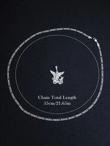 1pc St. Michael Archangel Rhinestone Pendant Necklace, Punk Hip Hop Style Religious Amulet Jewelry For Men Perfect Daily, Party Accessory - Silver Angel - View 5