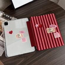 1 chiếc ốp bảo vệ máy tính bảng hai mặt in hình sọc đỏ hồng, có khe cắm bút. - Nhiều màu - Xem 8