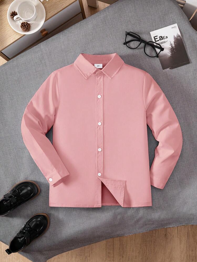 casual or formal youth dress shirt Tween Boy Classic Preppy Party Flower Boy Pocket Patchwork Pink Long Sleeve black women fashion