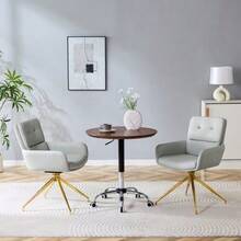 [2 Piece Set] European Lightweight Luxury Swivel Chair, 360° Sound Rotating, 2-Piece Set For Dining Rooms / Relaxation Areas. - Light Grey - View 5