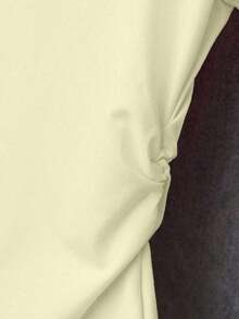 Ropa exterior para mujer, nueva llegada de verano, camiseta ajustada con pliegues, estilo elegante y versátil, fotografía de calle, imprescindible, temporada de vuelta al colegio, 100% llamativa, camiseta de mujer de manga corta para verano - Amarillo - Ver 3