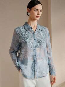 Women Blouses & Shirts - Blue - View 7
