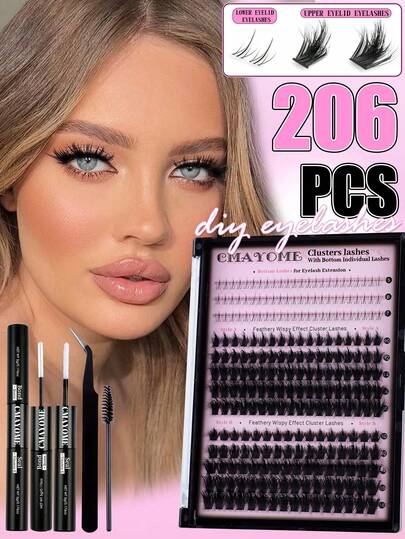 206/236 Tufted D-Roll Fluffy Natural Waterproof Multi Specification Includes 5-7mm Lower Eyelashes DIY False Eyelash Clusters, 10-18mm Mixed Natural Eyelash Extensions, Ultra Dense And Extended Eyelash Clusters, Curled Single Eyelashes, Idol Style, Japanese And Korean Slim Eyelashes, Cartoon Style Extended Eyelashes, Including Matching Glue, Sealing, Tweezers, Brushes, Suitable For Beginners To Use At Home, Vacation, Travel, Daily Commuting, Weddings, Festivals, Various Eye Makeup.